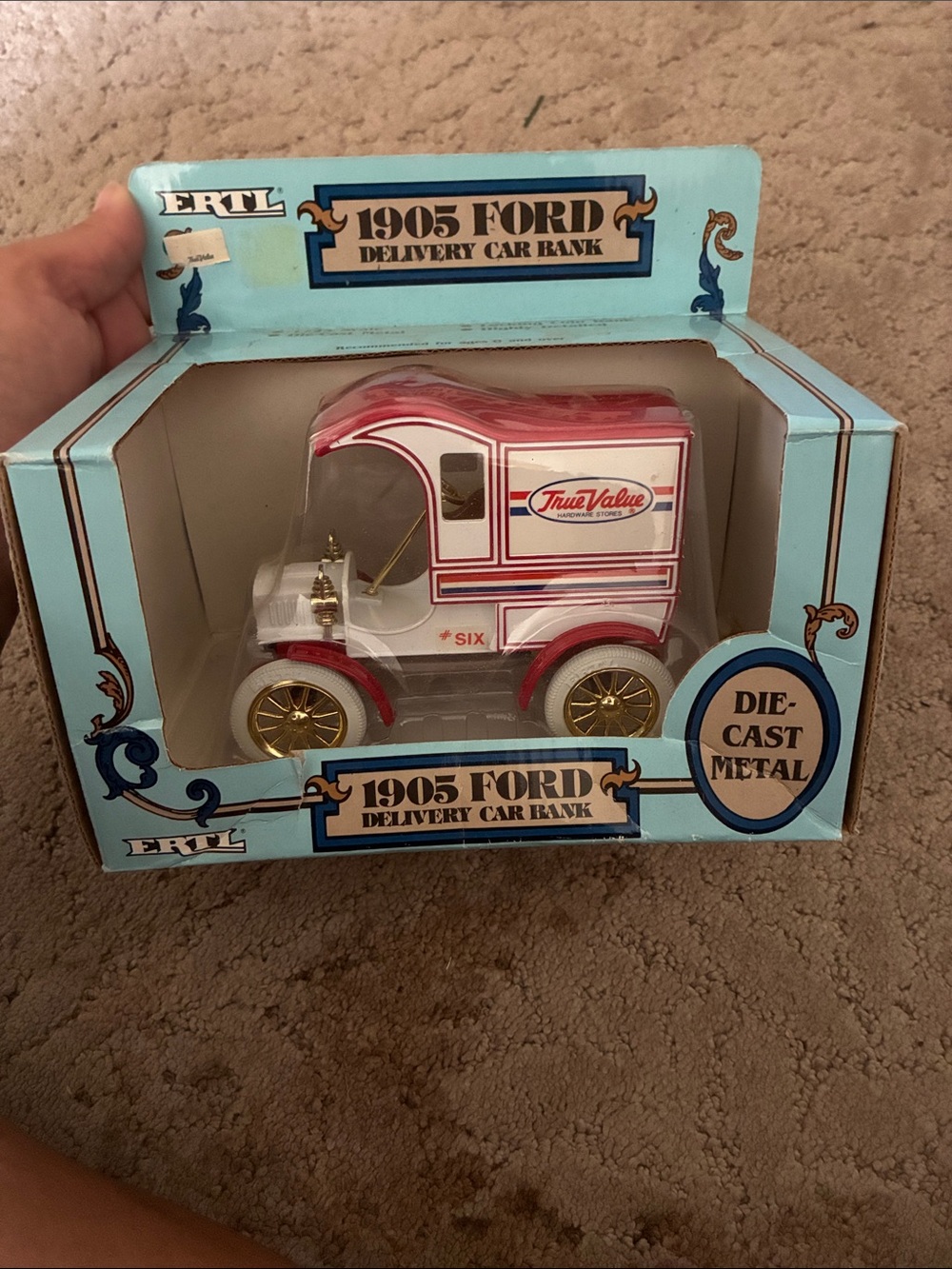 ERTL 1905 Ford Delivery Car Bank - True Value White & Red